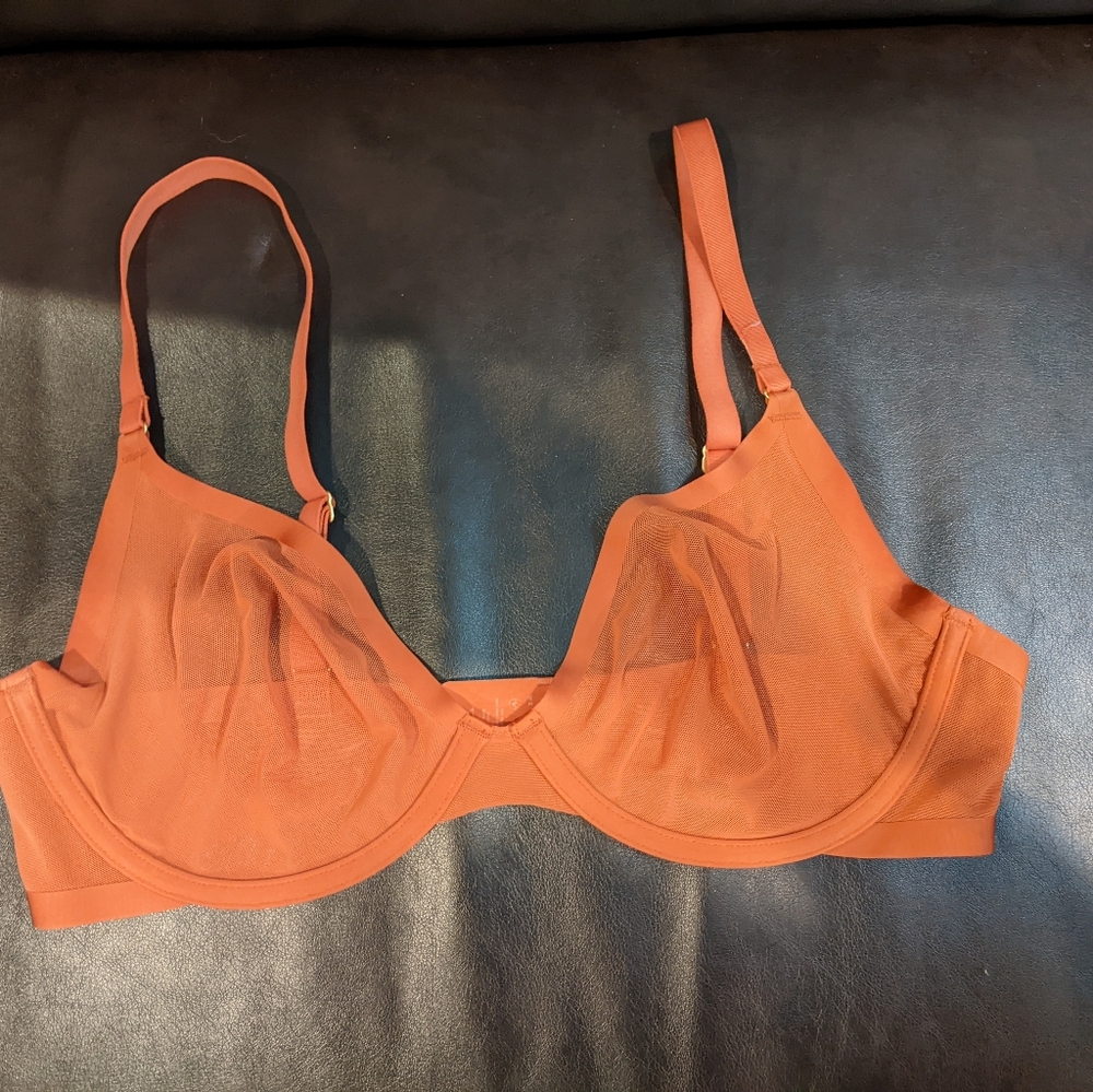 CUUP The Plunge Mesh Bra 36C Rust